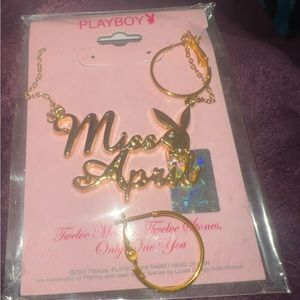 Y2K 2000s Miss April Playboy Playmate Gold Necklace